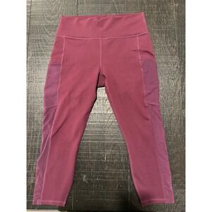 Fabletics Powerhold Burgundy High-Waisted Side Pocket Crop Leggings Womens L